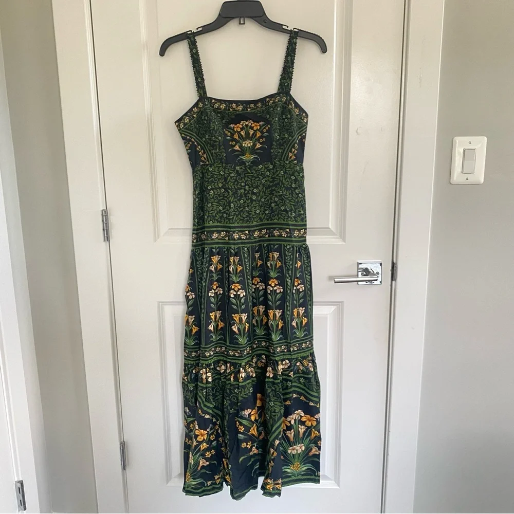 Anthropologie Farm Rio Flowers Arch Sleeveless Linen Blend Midi Dress M NWT - Picture 3 of 6